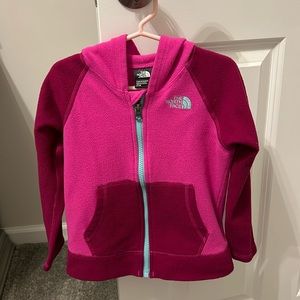 The North Face pink zip up fleece hoodie